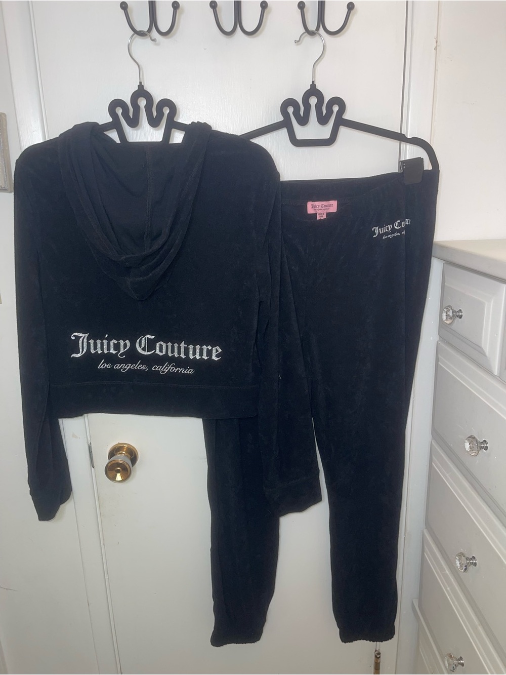 NWT Juicy Couture Black Terry Cloth Zip Hoodie with Signature J Pull